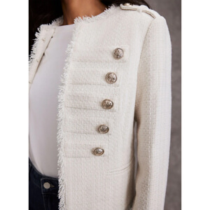 Mint Velvet Cream Boucle Military Jacket